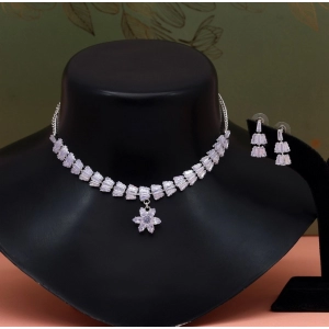 Generic Women's Silver Color Stone Necklace Set Adjustable Chain 