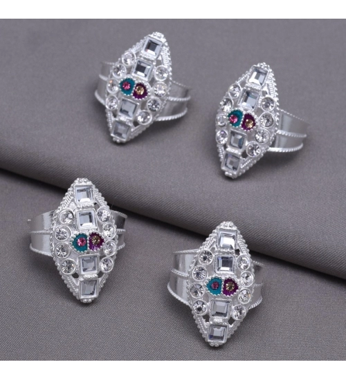 Women's Multi Color Assorted Design Toe Rings Combo Of 2 Pairs 