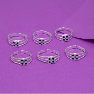 Generic Women's Multi Color Assorted Design Adjustable Toe Rings Combo Of 3 Pairs 