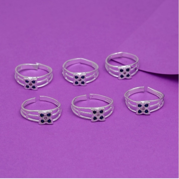 Dropship Women's Multi Color Assorted Design Adjustable Toe Rings Combo Of 3 Pairs