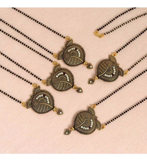 Women's Gold Color 5 Piece Of Mangalsutra Combo 
