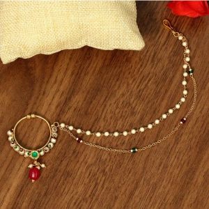 Generic Women's Maroon & Green Color Nose Nath 