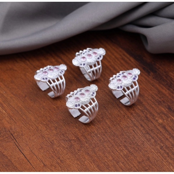 Dropship Women's Multi Color Assorted Design Adjustable Toe Rings Combo Of 2 Pairs