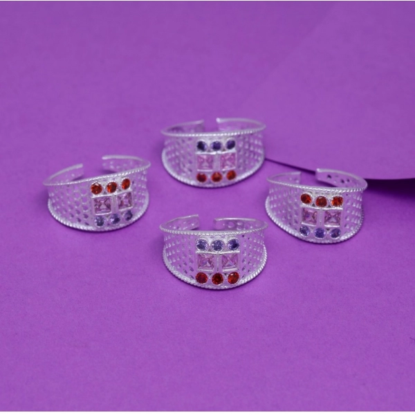 Dropship Women's Multi Color Assorted Design Adjustable Toe Rings Combo Of 2 Pairs