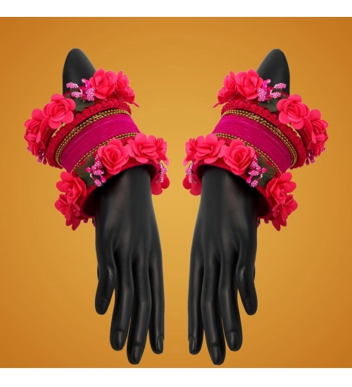 Women's Rani Color Floral Bangles Set: 2.4 Women's Rani Color Floral Bangles Set: 2.4
