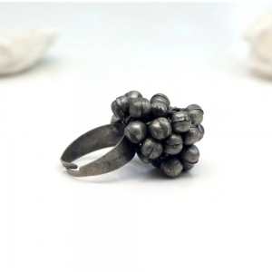 Generic Women's Silver Color Oxidised Adjustable Ring 