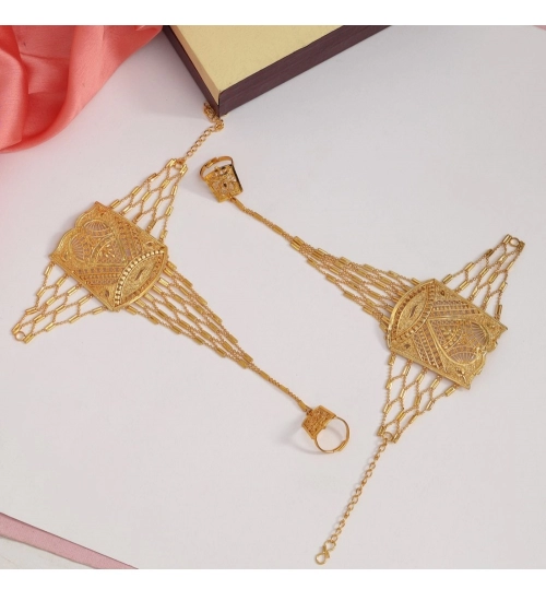 Women's Gold Plated Hathphool Adjustable Chain
