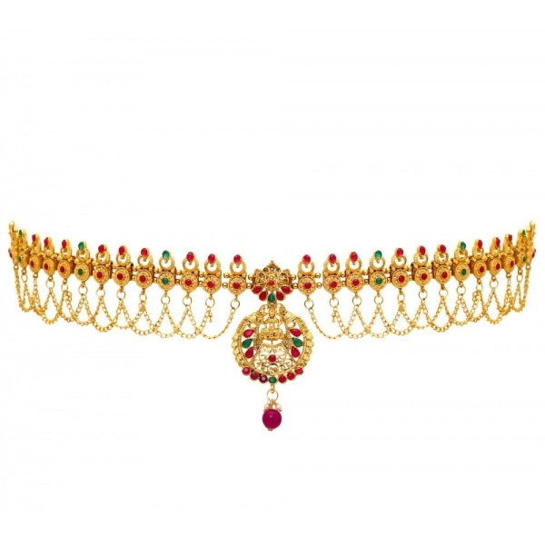 Dropship Women's Maroon &amp; Green Color Glass Stone Kamarband Adjustable Chain