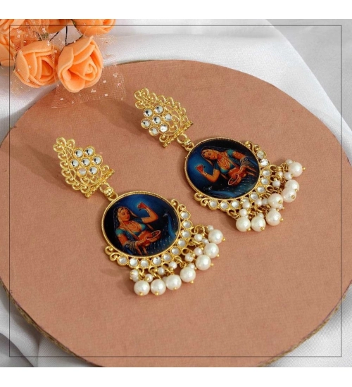 Women's Multi Color Kundan Kundan Earrings 