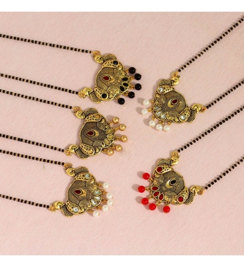 Women's Assorted Color 5 Piece Of Mangalsutra Combo 