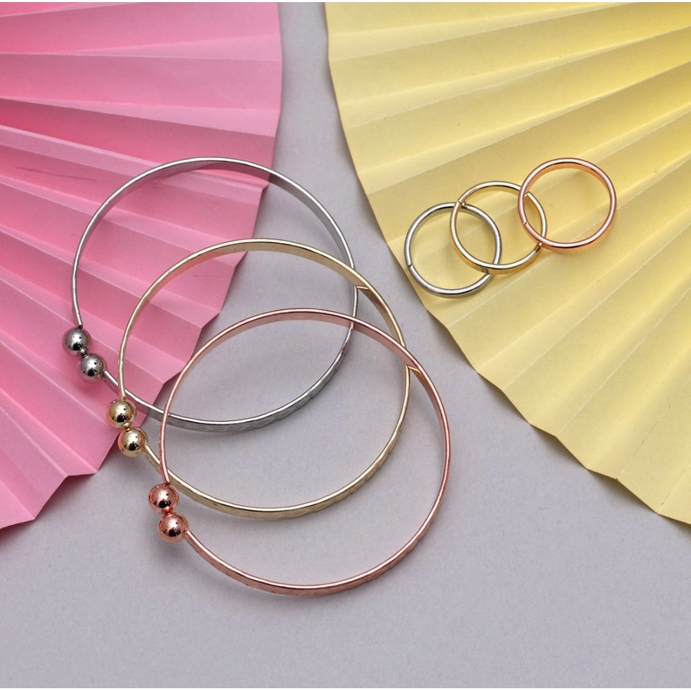 Generic Women's Multi Color 3 Pieces Adjustable Bracelets & Rings 