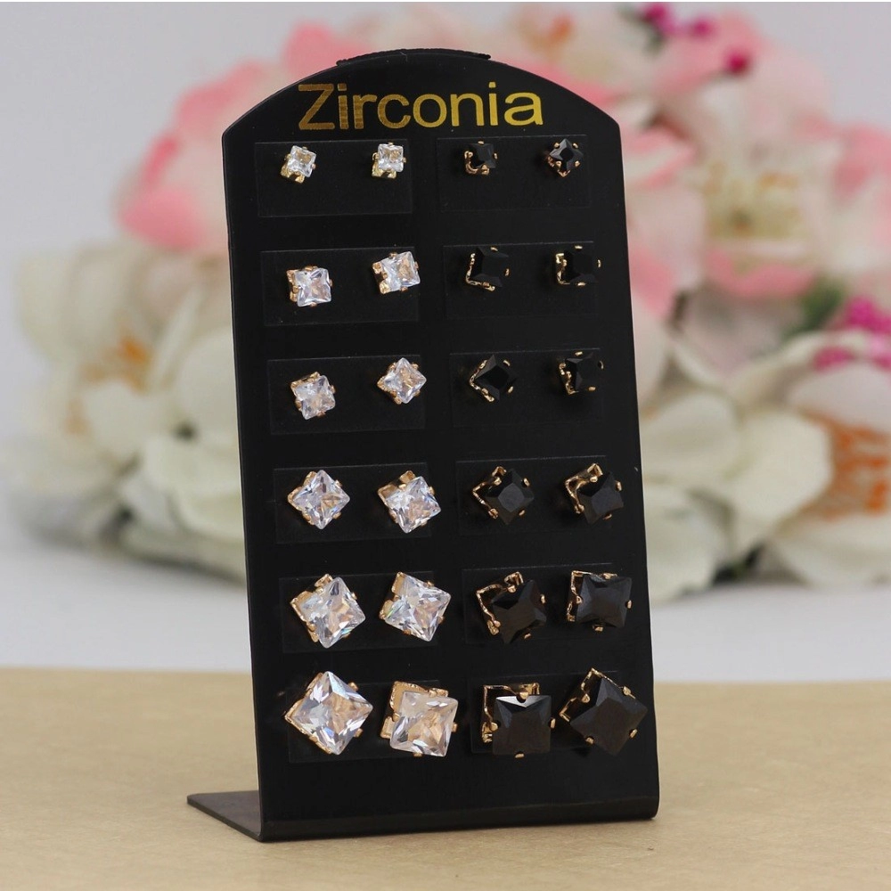 Generic Women's White & Black Color Stud Earrings Combo Of 12 Pairs 