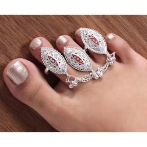 Generic Women's Multi Color Assorted Design Toe Rings Combo Of 2 Pairs 