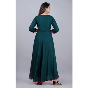 Generic Women's Casual 3/4th Sleeve Embroidered Viscose Rayon Kurta (Bottle Green)