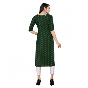 Generic Women's Casual 3/4th Sleeve Printed Cotton Blend Kurti (Green)