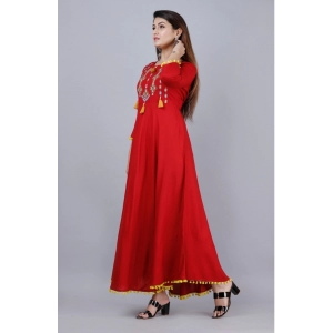 Generic Women's Casual 3/4th Sleeve Embroidered Viscose Rayon Kurti (Maroon)