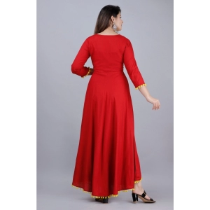 Generic Women's Casual 3/4th Sleeve Embroidered Viscose Rayon Kurti (Mustard)