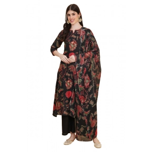 Generic Women's Casual 3/4th Sleeve Floral Print Cotton Kurti Set (Blue)
