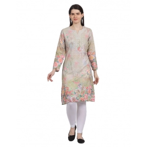 Generic Women's Casual 3/4 Sleeve Silk Blend Printed Kurti (Yellow)