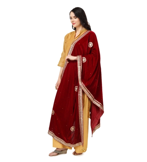 Women's Velvet Gotta Patti Dupatta (Maroon, Length: 2.25 to 2.50 Mtr)