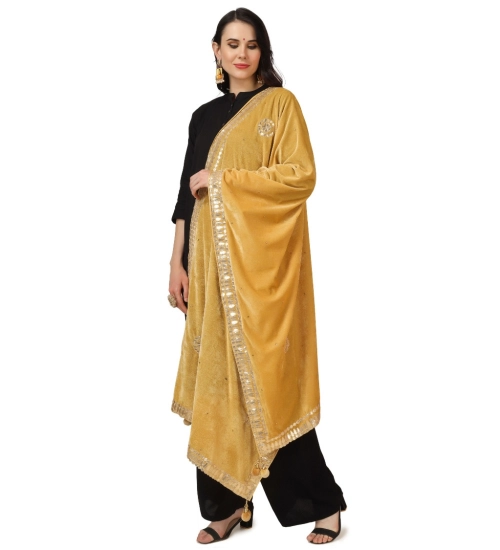 Women's Velvet Gotta Patti Dupatta (Yellow, Length: 2.25 to 2.50 Mtr)