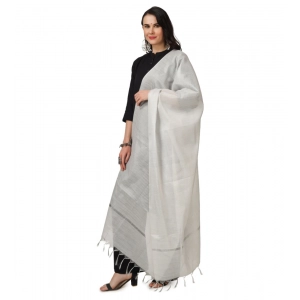 Generic Women's Chanderi Solid Dupatta (White, Length: 2.25 to 2.50 Mtr)