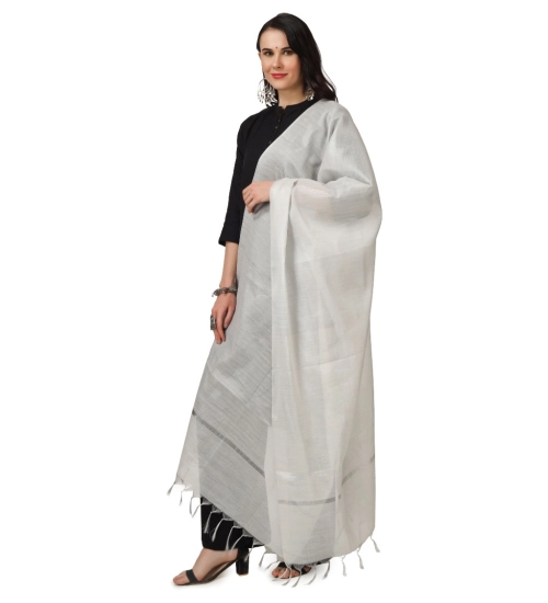Women's Chanderi Solid Dupatta (White, Length: 2.25 to 2.50 Mtr)