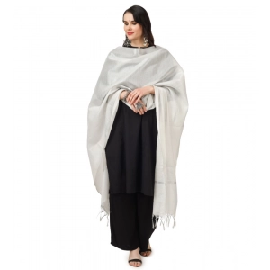 Generic Women's Chanderi Solid Dupatta (White, Length: 2.25 to 2.50 Mtr)
