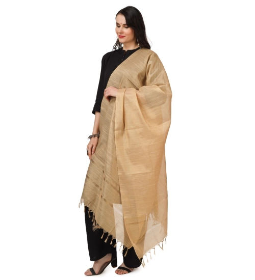 Women's Chanderi Solid Dupatta (Gold, Length: 2.25 to 2.50 Mtr)