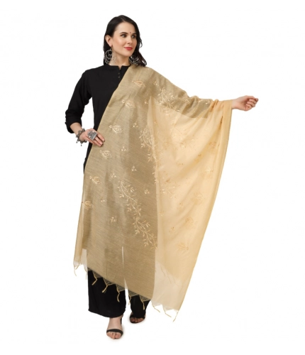 Women's Cotton Embroidered Dupatta (Gold, Length: 2.25 to 2.50 Mtr)