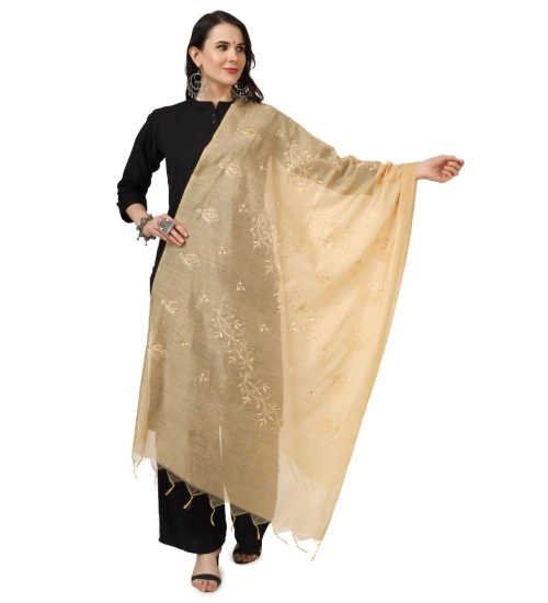 Women's Cotton Embroidered Dupatta (Gold, Length: 2.25 to 2.50 Mtr)