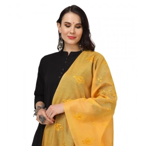 Generic Women's Cotton Embroidered Dupatta (Yellow, Length: 2.25 to 2.50 Mtr)