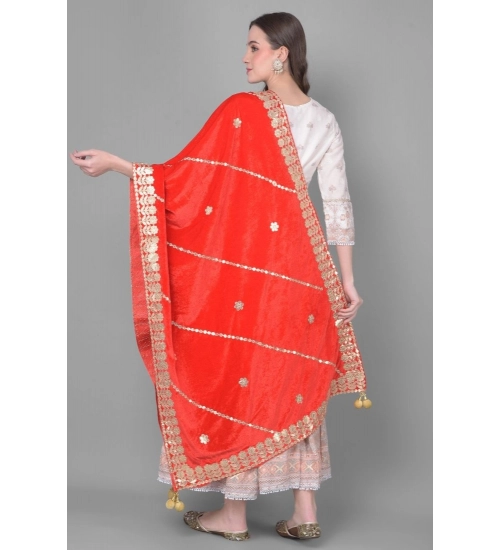 Women's Velvet Gotta Patti Dupatta (Red, Length: 2.25 to 2.50 Mtr)