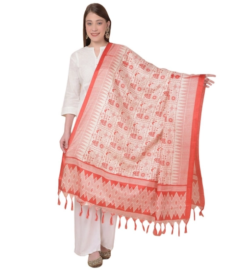 Women's Art Silk Printed Dupatta (Orange, Length: 2.25 to 2.50 Mtr)