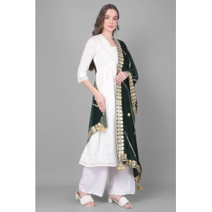 Generic Women's Velvet Gotta Patti Dupatta (Green, Length: 2.25 to 2.50 Mtr)