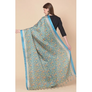 Generic Women's Art Silk Printed Dupatta (Turquoise, Length: 2.25 to 2.50 Mtr)