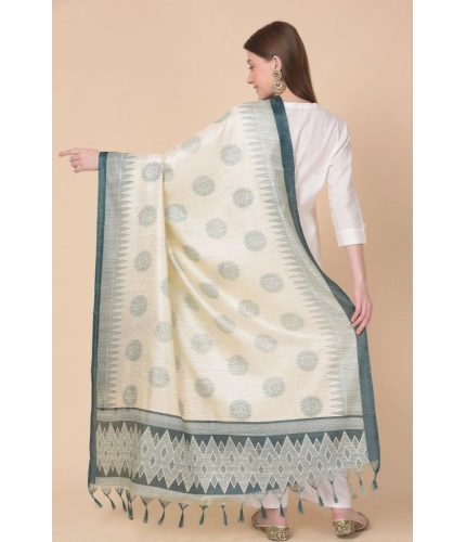 Women's Art Silk Printed Dupatta (Grey, Length: 2.25 to 2.50 Mtr)