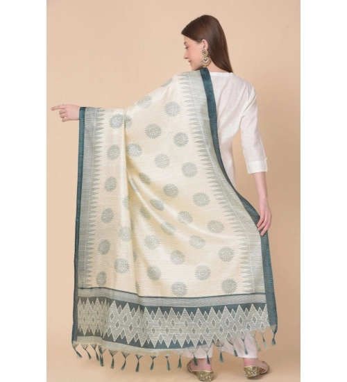 Women's Art Silk Printed Dupatta (Grey, Length: 2.25 to 2.50 Mtr)