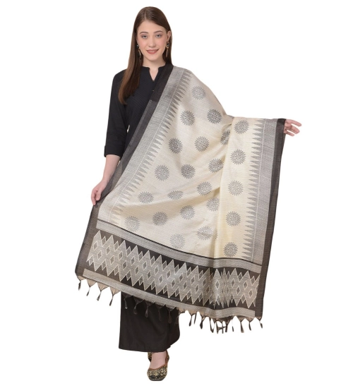 Women's Art Silk Printed Dupatta (Black, Length: 2.25 to 2.50 Mtr)
