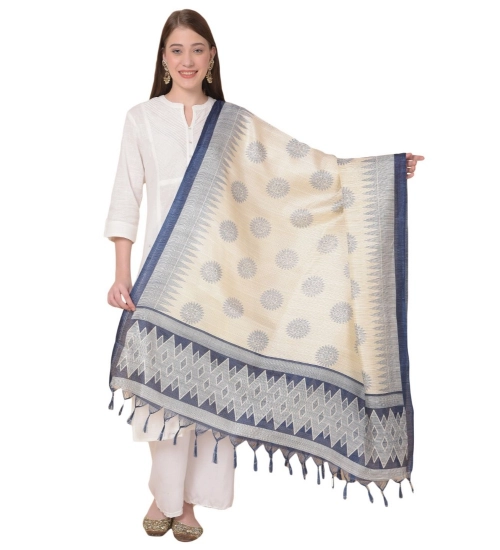 Women's Art Silk Printed Dupatta (Blue, Length: 2.25 to 2.50 Mtr)