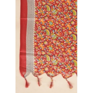 Generic Women's Art Silk Printed Dupatta (Red, Length: 2.25 to 2.50 Mtr)