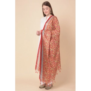 Generic Women's Art Silk Printed Dupatta (Red, Length: 2.25 to 2.50 Mtr)