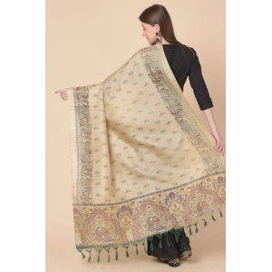 Generic Women's Art Silk Printed Dupatta (Gold, Length: 2.25 to 2.50 Mtr)