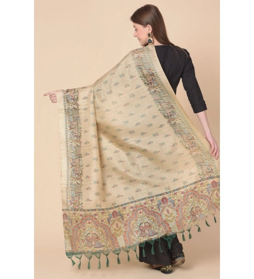 Women's Art Silk Printed Dupatta (Gold, Length: 2.25 to 2.50 Mtr)