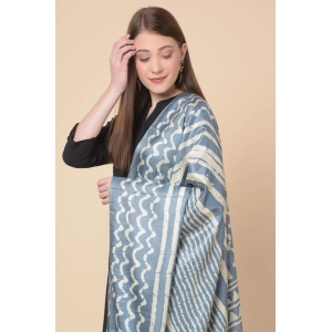 Generic Women's Art Silk Printed Dupatta (Grey, Length: 2.25 to 2.50 Mtr)