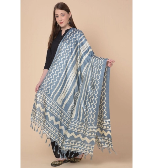 Women's Art Silk Printed Dupatta (Grey, Length: 2.25 to 2.50 Mtr)