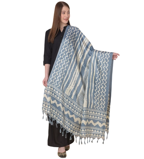 Women's Art Silk Printed Dupatta (Grey, Length: 2.25 to 2.50 Mtr)