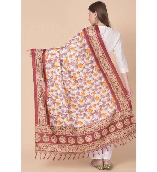 Women's Art Silk Printed Dupatta (Maroon, Length: 2.25 to 2.50 Mtr)