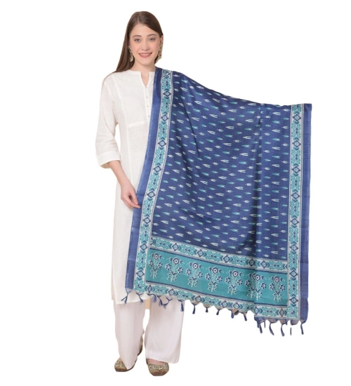 Women's Art Silk Printed Dupatta (Blue, Length: 2.25 to 2.50 Mtr)