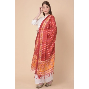 Generic Women's Art Silk Printed Dupatta (Red, Length: 2.25 to 2.50 Mtr)